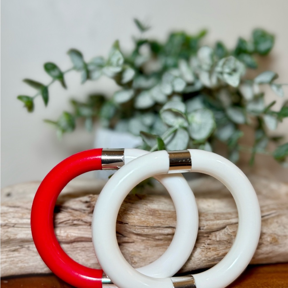 Vintage Bangle Bracelets , Red and White, 1980’s